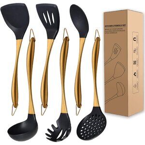 Kitchen Utensils Set, Large Non-stick Silicone Cooking Utensils Set 6 Pcs,Made o